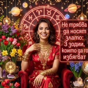 Жена в червена рокля с много златни бижута разкрива кои 3 зодии не трябва да носят злато