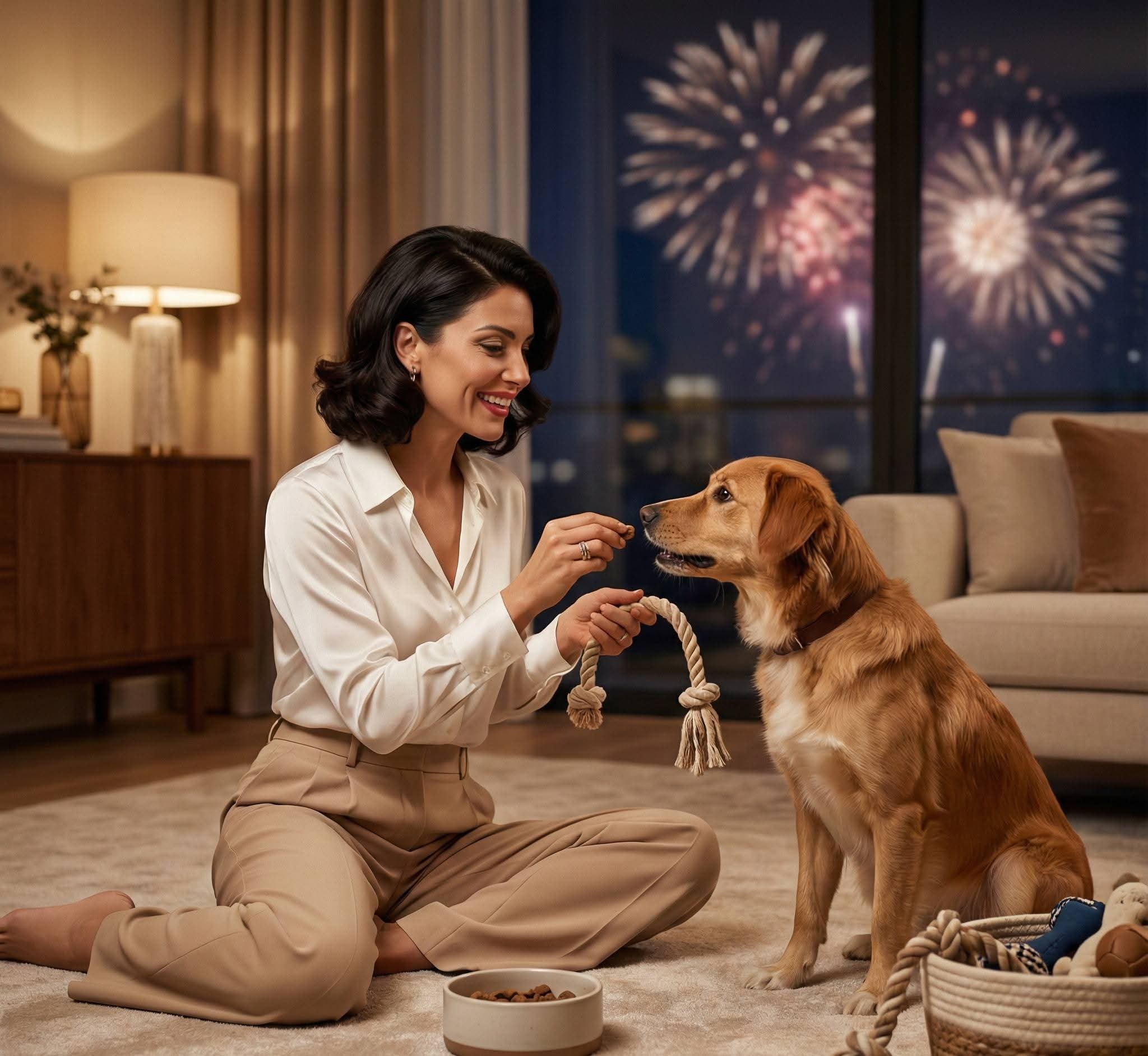 Четири съвета да успокоите кучето си от шума на фойерверките Четири съвета да успокоите кучето си от шума на фойерверките