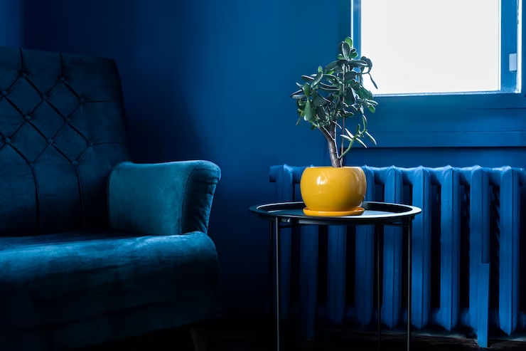 Жълто и синьо е великолепна комбинация за дизайн на дома