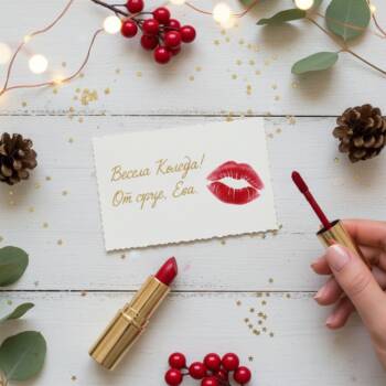 Коледа с червило: креативни начини да използваш грима си като част от празничната декорация през 2025 червило Коледа декорация визитка