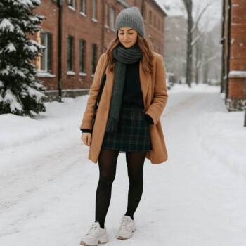 Мини пола през зимата? Да — ако знаеш как да я комбинираш със спортни обувки