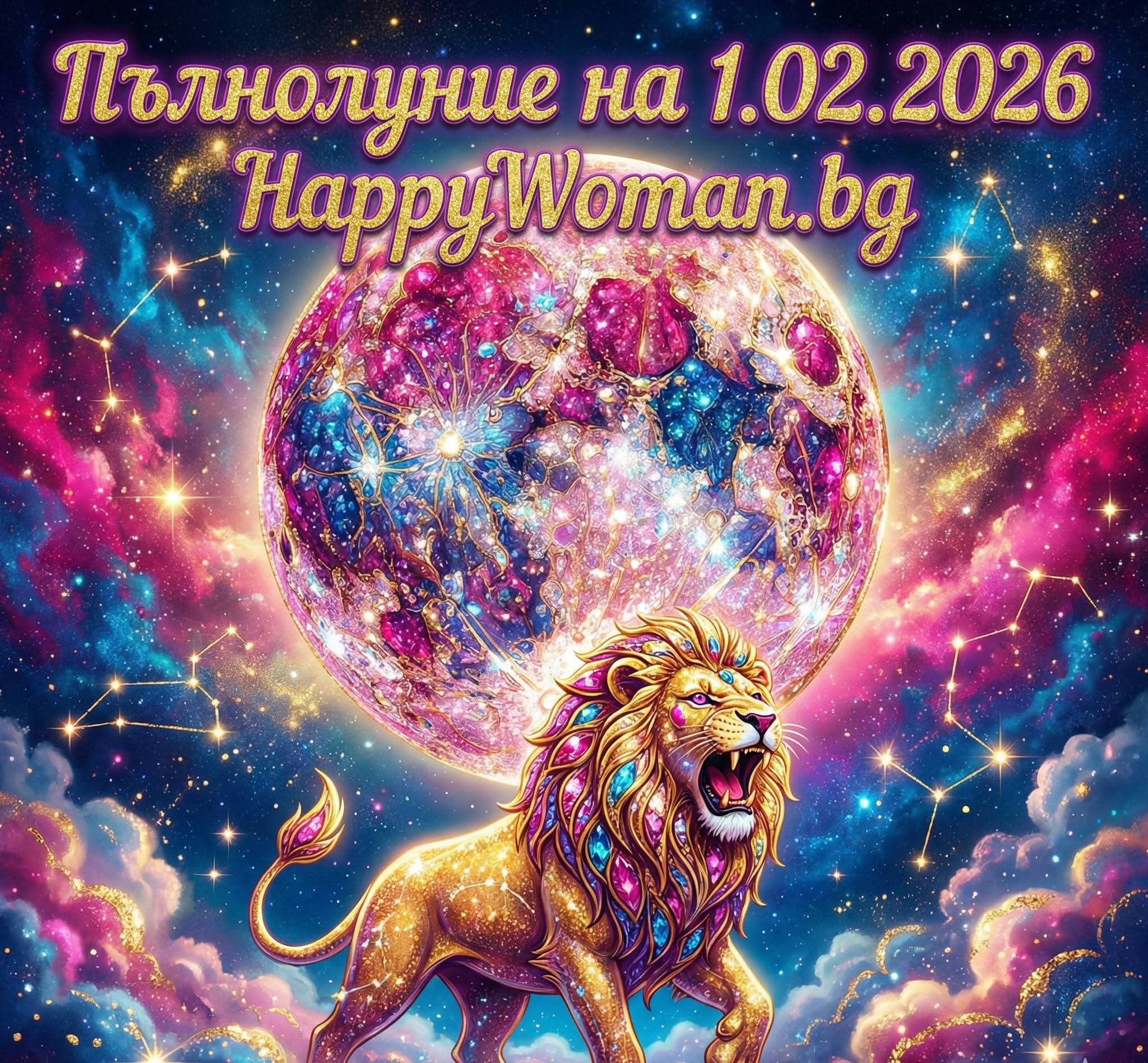 Мощно съдбоносно Пълнолуние на 1.02.2026: 5 зодии ще бъдат Позлатени от Успех и Късмет Мощно съдбоносно Пълнолуние на 1.02.2026 / снимка с авторски права на списание HappyWoman.bg