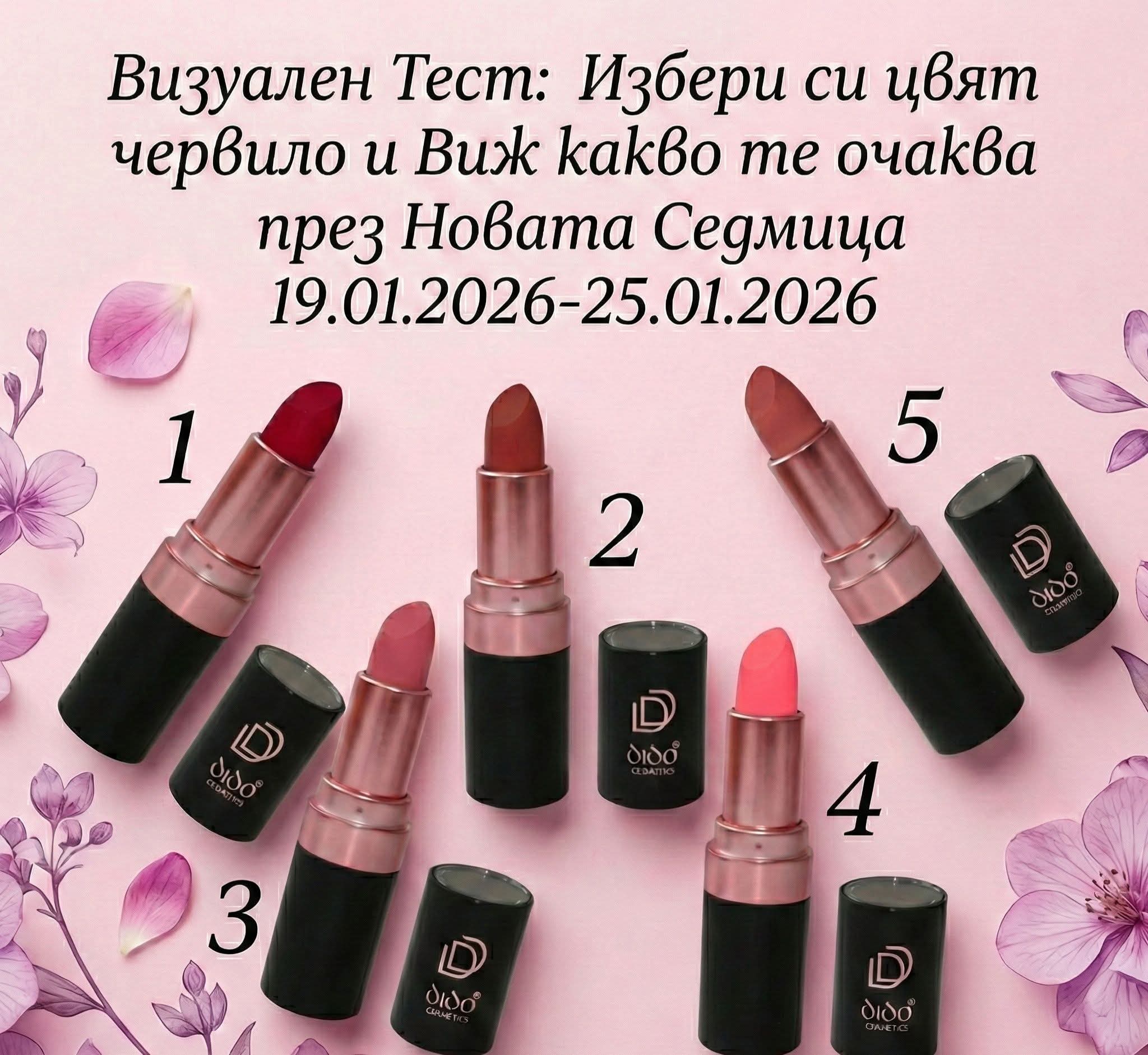 Визуален Тест: Избери си цвят червило и Виж какво те очаква през Новата Седмица 19.01.2026-25.01.2026 Какво те очаква през Новата Седмица 19.01.2026-25.01.2026