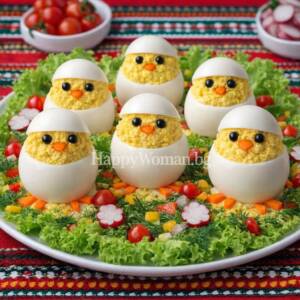 Здравословно Предястие за Великден - Неустоими Пълнени Яйца във формата на Пиленца Здравословно Предястие за Великден – Неустоими Пълнени Яйца във формата на Пиленца