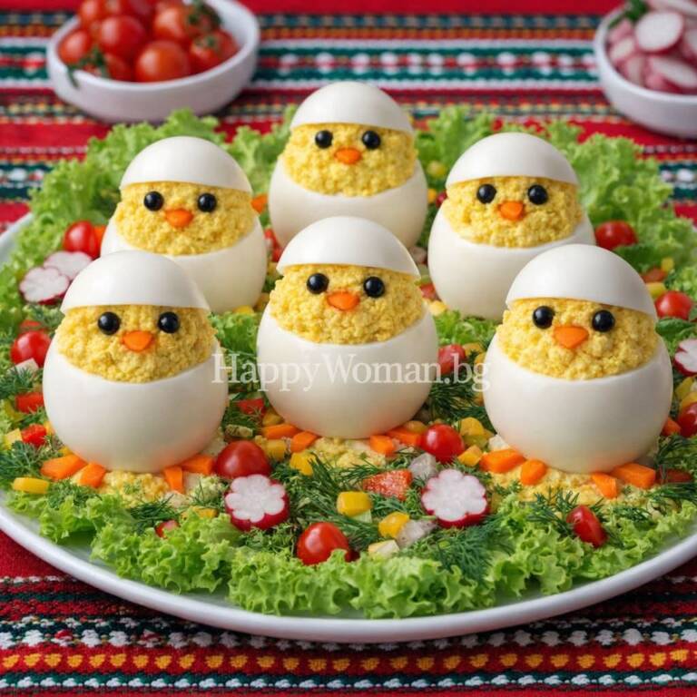 Здравословно Предястие за Великден - Неустоими Пълнени Яйца във формата на Пиленца Здравословно Предястие за Великден – Неустоими Пълнени Яйца във формата на Пиленца