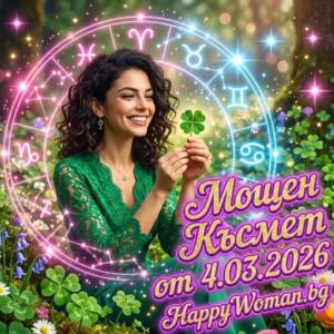 Вселената Отваря Вратите си: Щастлив Обрат и Извънреден Късмет на 4.03.2026 за 6 зодии Вселената Отваря Вратите си: Щастлив Обрат и Извънреден Късмет на 4.03.2026 за 6 зодии