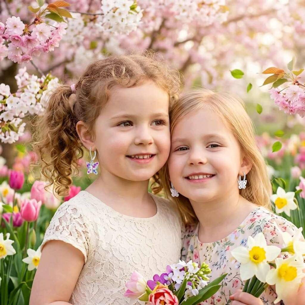 Магията на първите обеци: Всичко за традицията Благовещение, пробиване на уши и детския блясък Щастливи деца с нови обеци след традиционното Благовещение пробиване на уши.