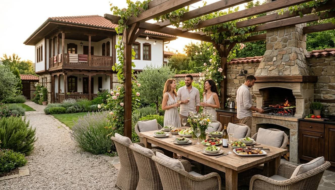 Модерната градина – зелена зона, барбекю зона, релакс зона и зона за игри Барбекю зоната – център на социалния живот в модерната градина