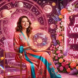 жена с цветна рокля представя дневен хороскоп за 21 април 2026 от HappyWoman.bg