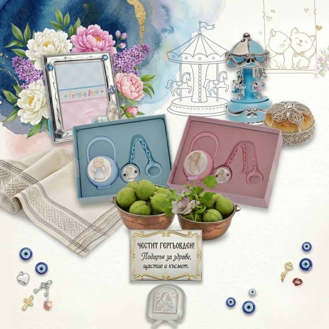 6 май, именници: Най-желаните изненади за Георги, Гергана и всички празнуващи Комплект за бебе с биберон и рамка за снимка