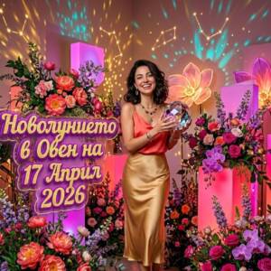 Новолунието в Овен на 17 Април 2026 носи Мощни промени и Успех за няколко зодии Усмихната жена с кристално кълбо прави прогноза за Новолунието в Овен на 17 април 2026 носи мощни промени и успех от HappyWoman.bg