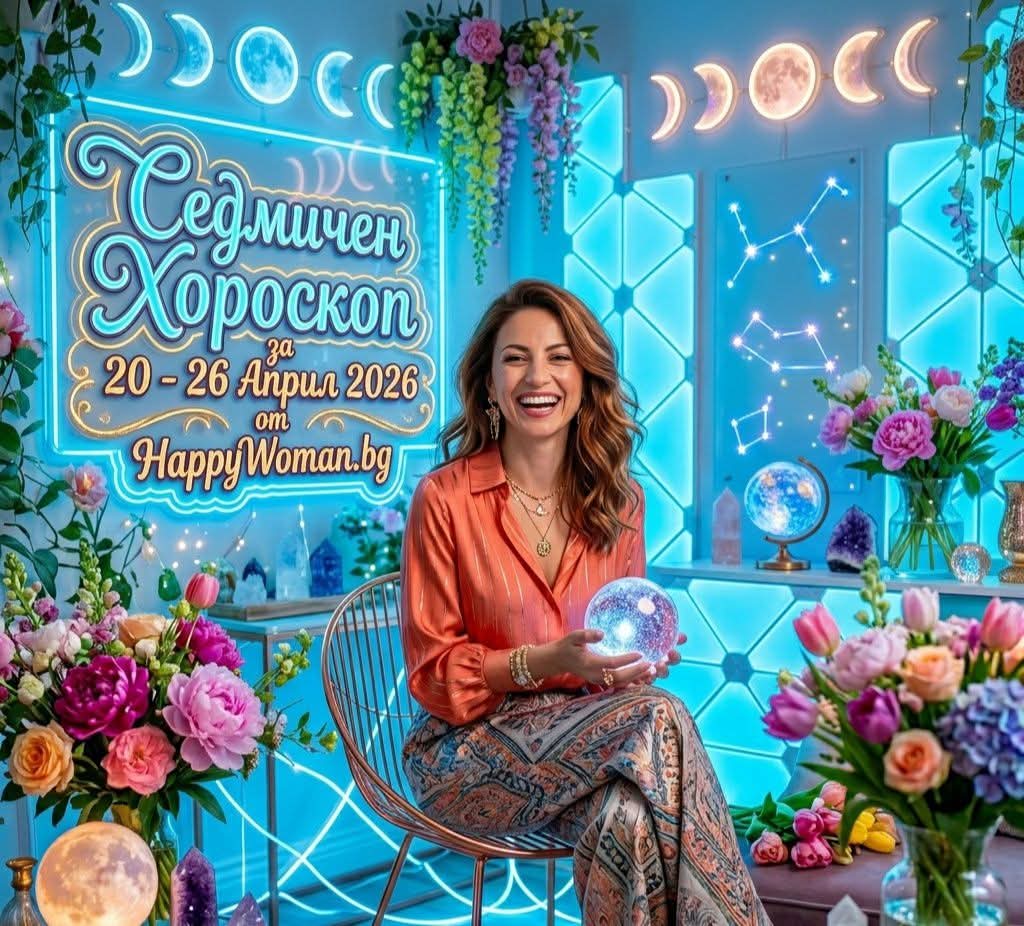 жена със светещо кълбо представя седмичен хороскоп за 20-26 април 2026 за всяка зодия от HappyWoman.bg