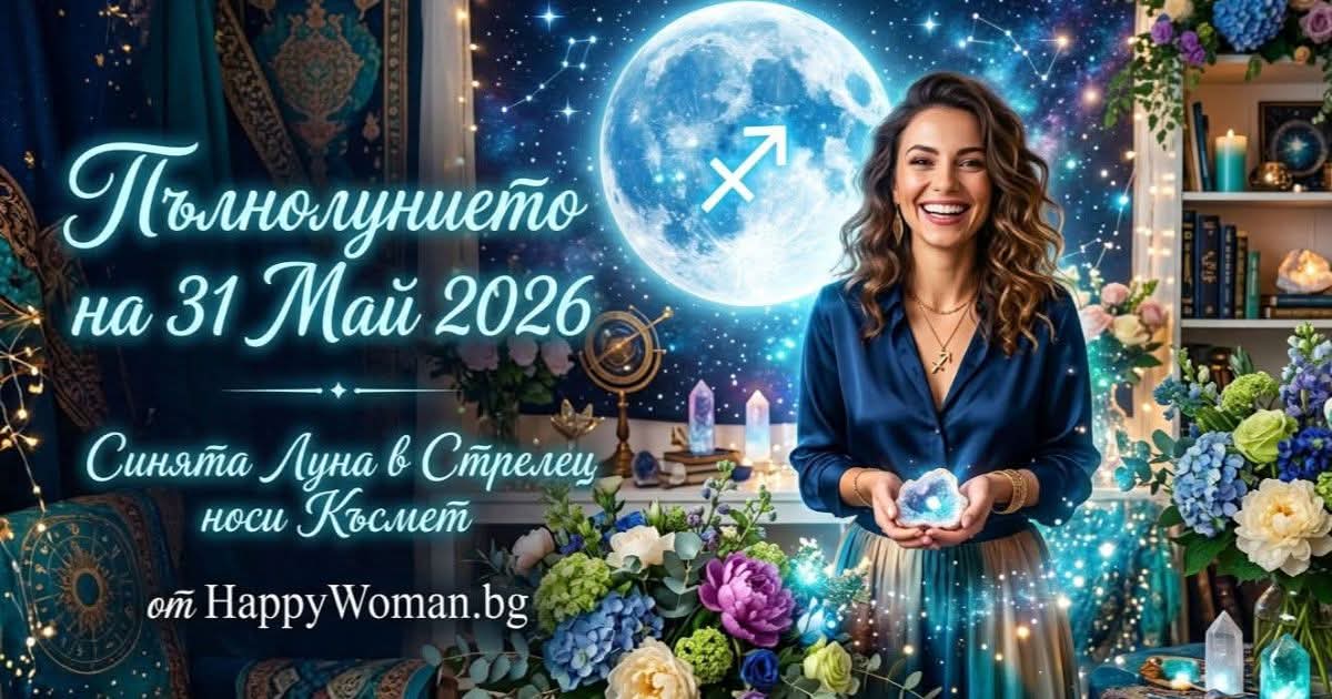 Пълнолунието на 31 Май 2026 носи Мощни промени и Успех за няколко зодии Пълнолунието на 31 май 2026 отключва съдбовни промени