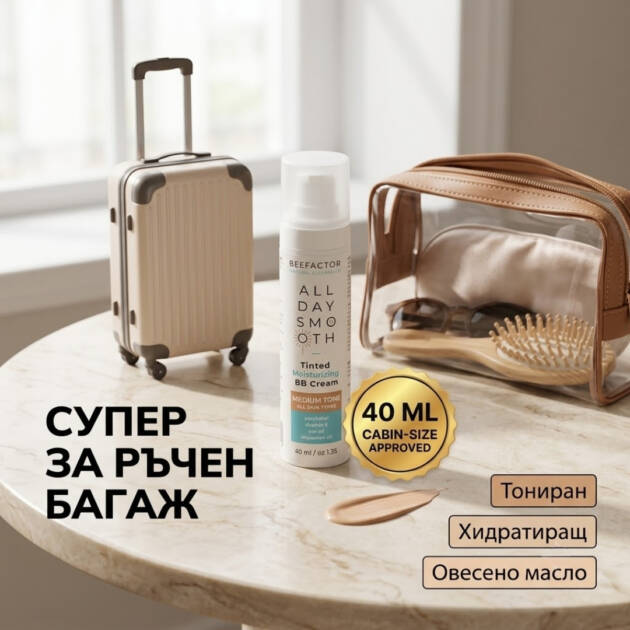 Ръчен багаж без компромиси: Как да вземете любимата си луксозна козметика на почивка, дори и без малки опаковки? Туба с BB крем на Dido в компактна опаковка (40 ml), одобрена за ръчен багаж