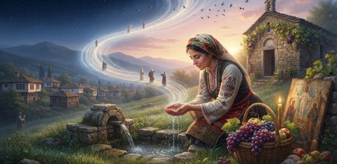 6 август (Преображение Господне): Коя икона за какво помага и какви чудеса върши? Българка в носия до чешма и кошница с грозде за 6 август (Преображение Господне)