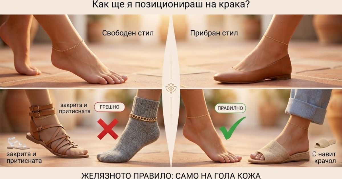 Защо всяко момиче трябва да има гривна за крак това лято? Тайната на неустоимия плажен силует Ръководство за правилно позициониране на гривна за крак