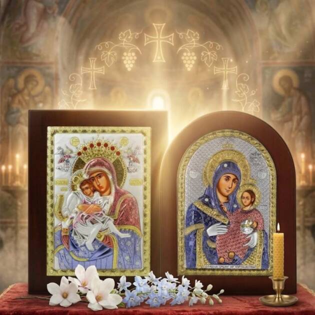 15 август (Света Богородица) – празник, който сплотява цялото семейство, и магията на иконата в дома Сребърни икони на Богородица с Младенеца за 15 август (Света Богородица)