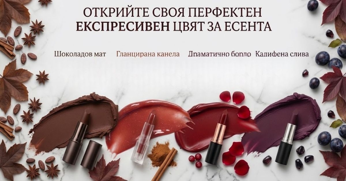 Най-доброто дълготрайно червило за сезона: Как да изберете правилния нюанс и формула Колекция от есенни тонове дълготрайно червило, разнесени върху мрамор с декорация.