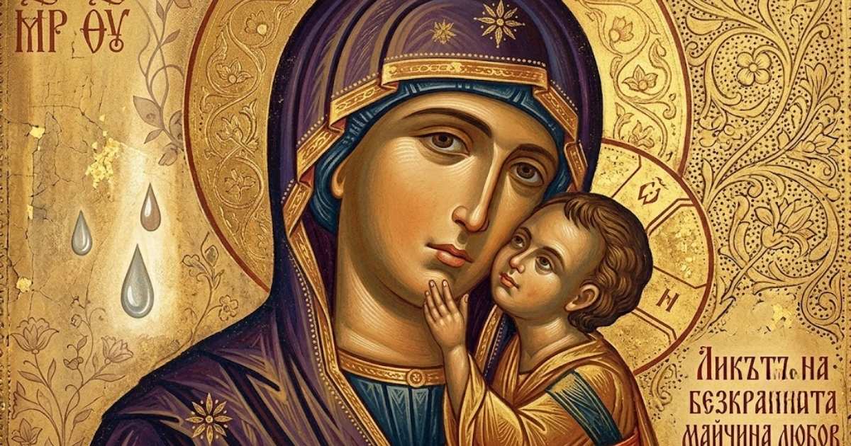 Чудесата, за които малко хора знаят: Какво наистина крият най-мощните икони на Света Богородица? Икона на Света Богородица с Младенеца и надпис за майчина любов.