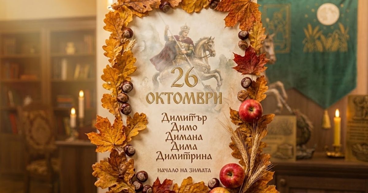 ΠΠΎΠ³Π° Π΅ ΠΠΈΠΌΠΈΡΡΠΎΠ²Π΄Π΅Π½: ΠΠΎΠ»Π΅ΠΌΠΈΡΡ ΠΏΡΠ°Π·Π½ΠΈΠΊ Π½Π° 26 ΠΎΠΊΡΠΎΠΌΠ²ΡΠΈ, ΠΊΠΎΠΉΡΠΎ ΠΏΡΠΎΠΌΠ΅Π½Ρ ΡΠ΅Π»ΠΈΡ Π΅ΡΠ΅Π½Π΅Π½ ΠΊΠ°Π»Π΅Π½Π΄Π°Ρ ΠΡΠ΅Π½Π½ΠΎ ΡΠ°Π±Π»ΠΎ Ρ Π΄Π°ΡΠ° 26 ΠΎΠΊΡΠΎΠΌΠ²ΡΠΈ ΠΈ ΠΈΠΌΠ΅Π½Π°ΡΠ° Π½Π° ΠΏΡΠ°Π·Π½ΡΠ²Π°ΡΠΈΡΠ΅, Π΄Π°Π²Π°ΡΠΎ ΠΎΡΠ³ΠΎΠ²ΠΎΡ ΠΊΠΎΠ³Π° Π΅ ΠΠΈΠΌΠΈΡΡΠΎΠ²Π΄Π΅Π½
